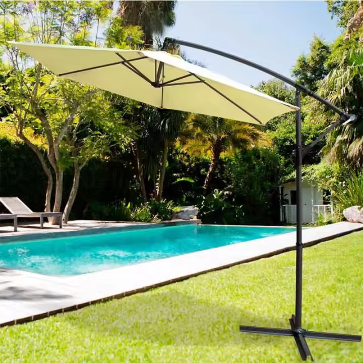 Parasol lateral Banana Aktive Garden con manivela crema Ø300x245 cm - 1