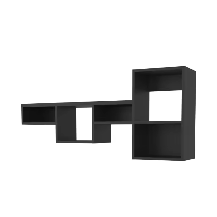TUHOME Unidad de Estantería de Pared Globe con 5 Estantes, Negro 55,9 cm (Alto) x 120 cm (Ancho) x  45 cm (Profundidad). - 1