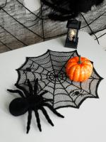 Mantelos Redondos De Halloween Con Diseño De Red De Araña Negra Para Decoración De Fiesta Y Hogar Estilo Gótico Centros De Mesa - details 0