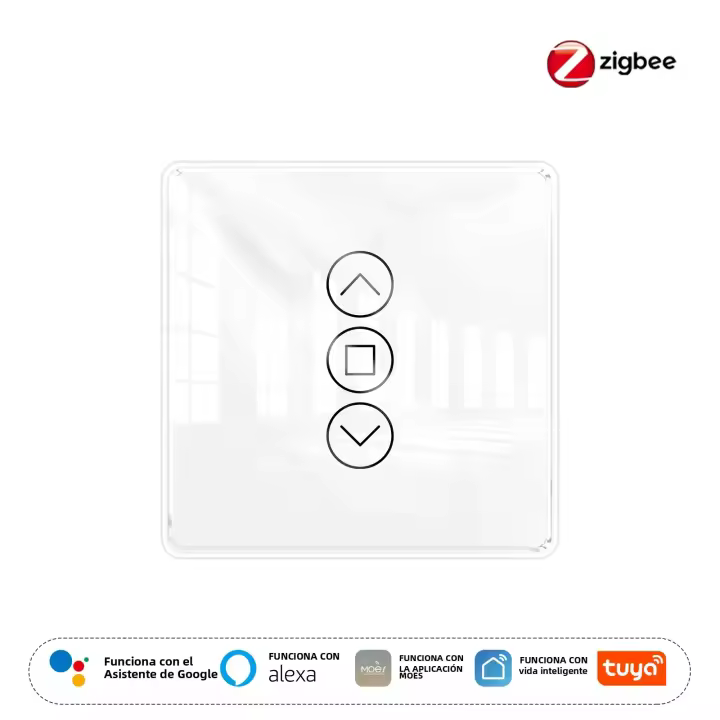 Interruptor De Cortina ZigBee MOES Panel De Toque De Vidrio 2.5D Inteligente Compatible Con Alexa Google Home Tuya Control Remoto Por App - 1
