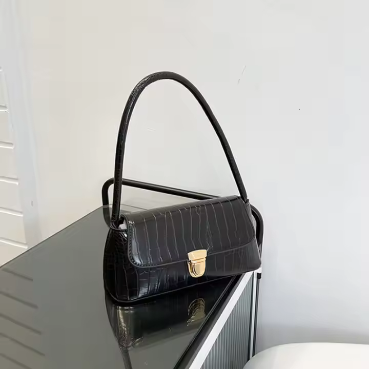Bolso De Hombro Para Mujer Moda Versátil Pequeño Cuadrado PU Con Patrón De Piedras Bolsa De Mala Suerte Estilo Vintage Para Fiestas - 1