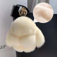 Llavero De Borla De Peluche De Conejo 14cm Para Mujer Adorno Para Bolso Y Coche Joyería Colgante Accesorios Regalos - details 0