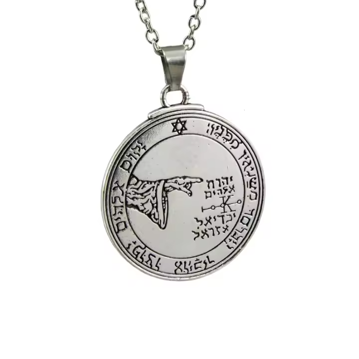 Amuletsshop - Colgante 5to y 6to Pentáculo de La Luna del Rey Salomón- Doble Cara- Aleación- Talismán la Luna, Amuleto Quinto y Sexto Sello - 1