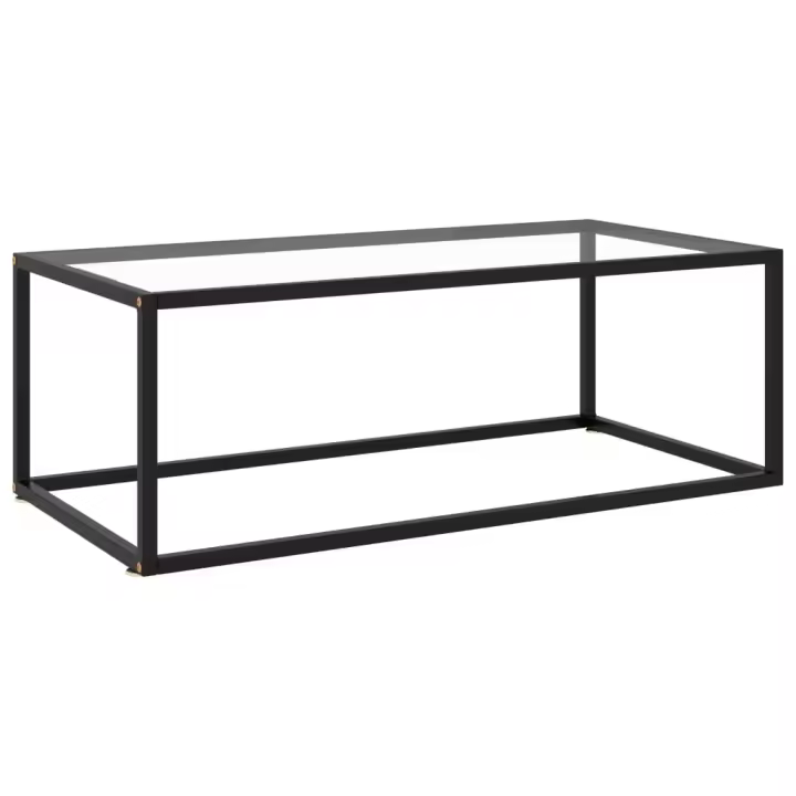 vidaXL Mesa de centro negra con vidrio templado 100x50x35 cm - 1
