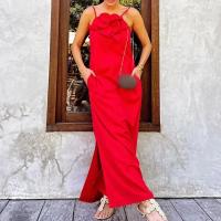 Vestido Elegante De Verano Con Flores 3D Y Manga Larga De Algodón Y Hémpa Estilo De Vacaciones Sin Mangas Cintura Alta Rotura Top Equipo - details 3