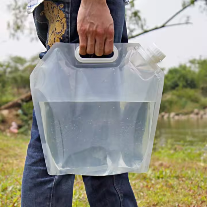 Bolsa De Agua Plegable 5L Portátil Para Deporte Y Camping Con Manija Botella De Almacenamiento Para Viajes Al Aire Libre - 1