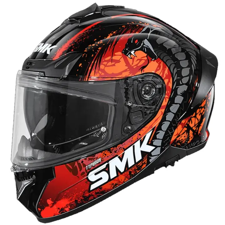Casco de Moto Integral SMK Typhoon Reptile Negro Rojo - Homologación 22.06 - 1