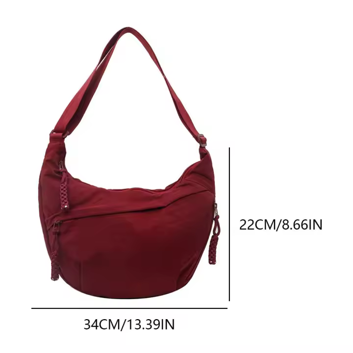 Bolso Cruzado De Mujer Con Multiples Bolsillos Capacidad Grande Bolso De Luna Medio Estilo Diario Con Correa Ajustable Sencillo - 1