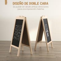 Vinsetto Pizarra Caballete con Marco de Madera Pizarra de Pie Magnética Plegable con 8 Tizas Líquidas y 6 Tableros Doble Cara 51x60x101 cm Natural - details 5