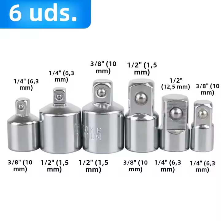 Adaptador De Destornillador 6pcs Convertidor De Juego De Herramientas De Acero Cromo Vanadio 1/2 3/8 1/4 Transformador De Juego De Herramientas - 1