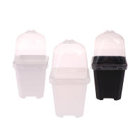 Juego De 5 Macetas Cuadradas Pequeñas Con Domos De Humedad Transparentes Para Plantas En Iniciación Moderno Estilo Plástico - details 5
