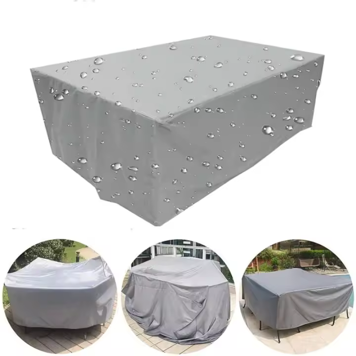 Cubierta de mesa de jardín, cubierta de lona impermeable rectangular para muebles de jardín para mesa, sofá, sillón reclinable, sillas, plata - 90 x 90 x 90 cm - 1