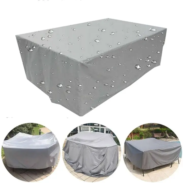 Cubierta de mesa de jardín, cubierta de lona impermeable rectangular para muebles de jardín para mesa, sofá, sillón reclinable, sillas, plata - 90 x 90 x 90 cm - 1