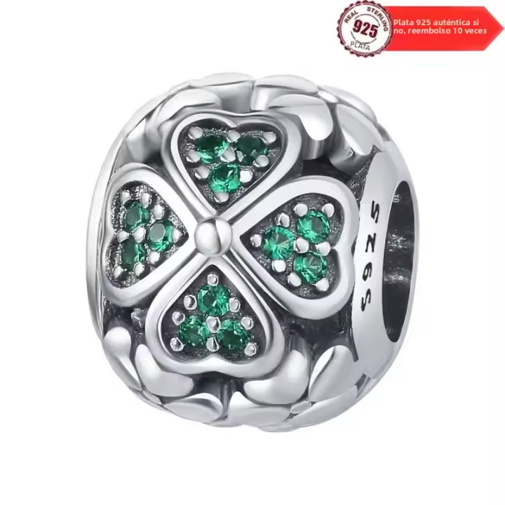 Colgante De Planta De 925 Plata Esterlina Con Cuatro Hojas De Clover Y Girasoles Para Pulsera Fina Original Joyería De Cumpleaños Para Mujer - 1