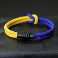 Pulsera De Hilo Tejido a Mano Con Nudo Infinito Y Símbolos Ucranianos Para Hombre Cierre Magnético Pulsera Masculina Cordón - details 4