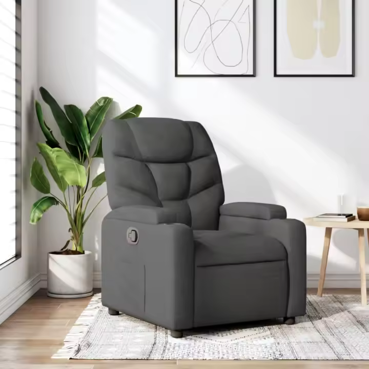 vidaXL Sillón reclinable de tela gris oscuro - 1