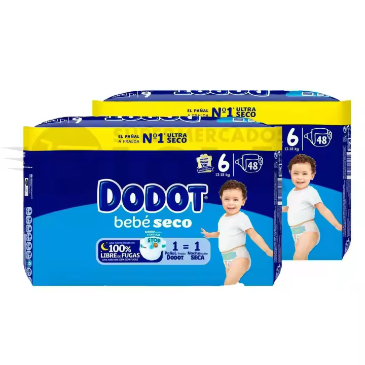 PACK de 2 - DODOT Pañal Bebé Seco Talla 6 -  96 unidades - 1