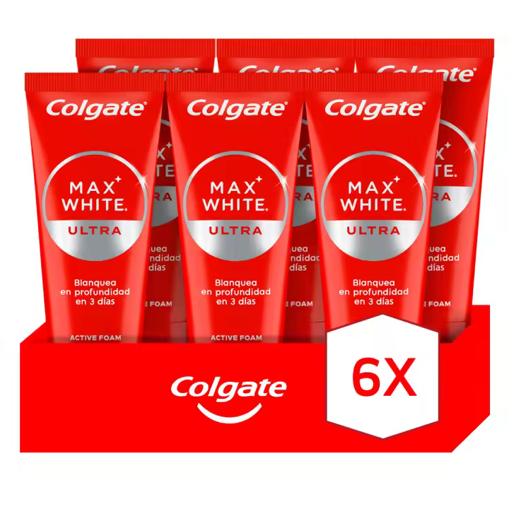 Pasta de dientes blanqueadora Colgate Max White Ultra Active Foam, dientes blancos 50ml Pack de 6 - 1