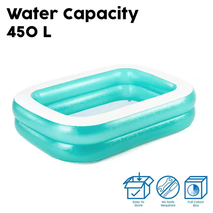 Bestway 54005 Piscina Familiar Hinchable Rectangular, Color Verde, 201 x 150 x 51 cm - 1