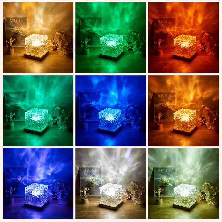 Lámpara Creativa De Cristal Con Proyector De Estrellas Y Luz De Ondas De Agua Rotativas Para Decoración De Habitaciones Luz Ambiente LED Incluida Sin Baterías Necesarias - 1