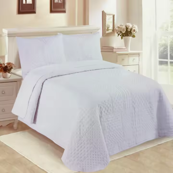 Vivid Torral - Colcha Bouti Verano Monaco Blanco Reversible + Fundas De Cojines* Poliéster, Fresquita, Transpirable, Diseño, Primavera, Verano - 1