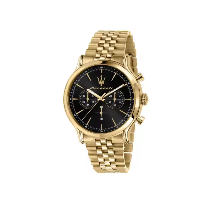 Maserati Reloj Hombre Epoca 42mm Chr Black Dial Br Yg Acero 10 Atm - 1