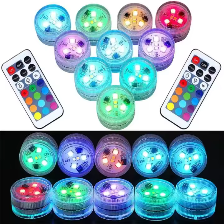 Lámpara Submersible LED RGB 3LEDs Luz Nocturna Submarina Para Jardín Piscina Fiesta Bodas Vaso Olla Operada Por Batería - 1