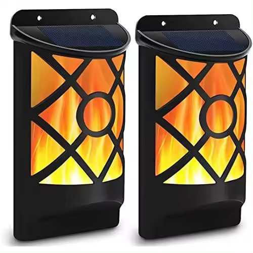 Luces de Llama Solar Linterna de Peso de Agua al Aire Libre Lámpara de Sol con 96 LEDs para Patio, Deck, Conducción, Montado en la Pared - 1