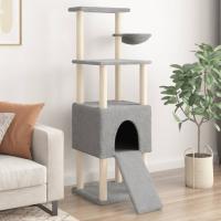 vidaXL Rascador para Gatos con Postes de Sisal Torre Gatitos 153 cm Color Crema,  Gris claro,  Gris oscuro y mas - details 1