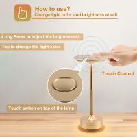Lámpara De Escritorio Recargable LED Con Sensor De Toque Luz Nocturna USB Para Lectura Decorativa Para Habitación Hotel Restaurante Bar Moderno Metal - details 7