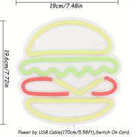 Lámpara LED De Neón Para Decoración De Pared Hamburguesa Comida Deliciosa Ilumina Tiendas De Comida Rápida Y Restaurantes - details 0