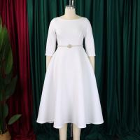 Vestido De Lujo Para Mujer Con Cuello Redondo Manga Larga Cinturado A-Linea Hasta El Tobillo Elegante Vestido De Cumpleaños - details 26