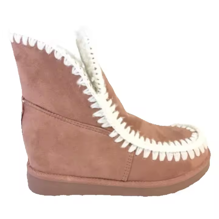Botines de Mujer, Invierno, Cuña Interior, Antelina Rosa, Negros, Beige, Australiano , Punta Redonda, Forrado con Pelo Interior - 1