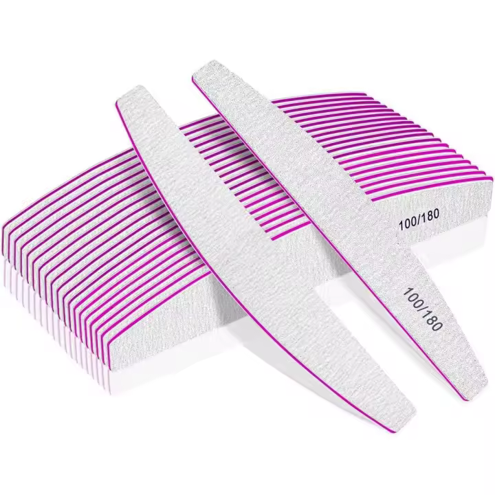 Limas de uñas profesionales, Lima de doble cara para uñas, Wheat 100/180, paquete de 10 Limas de uñas de Grano Fino - 1