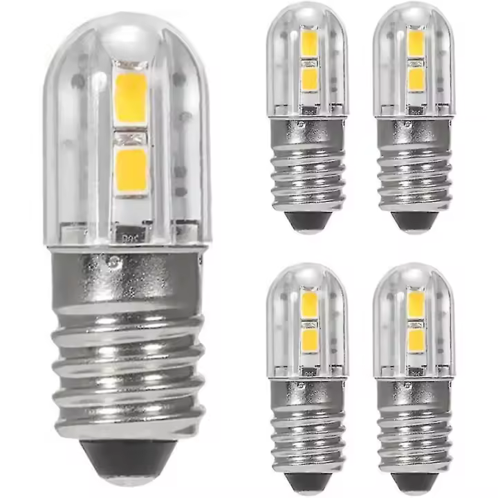 2 Pack 6V E10 Bombillas LED con 2835 Tornillo Bases 4 chips SMD Amarillo Actualización Para El Interior - 1