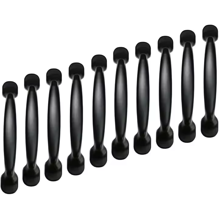 Tiradores de aluminio negro para puertas de armarios, cajones y armarios (10 unidades, 96 mm) - 1