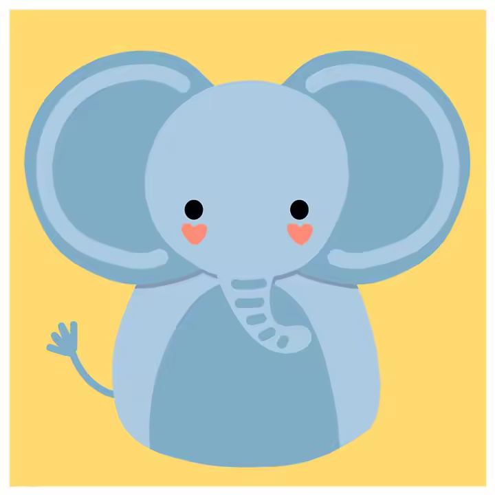 Kit Bordado Medio Punto sobre Cañamazo – (licencia oficial) – Animales – Kawanimals – Elefante – 12,0 x 12,0 cm. - Moda The Happy Patch - 1