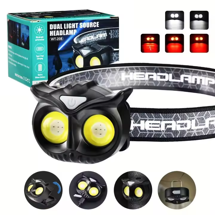 Linterna Frontal COB Con Cabeza De Corazón Impermeable Recargable USB Para Adultos Y Niños Para Correr Pescar Montar Y Acampar Con Gancho Y Magnético - 1