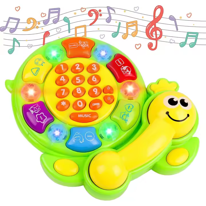 Juguetes para bebés con forma de tortuga musical para teléfonos móviles: juguetes para bebés con luces, juguetes educativos para preescolares, teléfonos móviles de colores aleatorios - 1