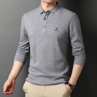 Camisa Polo Casual Para Hombres Con Bordado Manga Larga Color Sólido Moda Top Antiarrugas Para Verano - details 11
