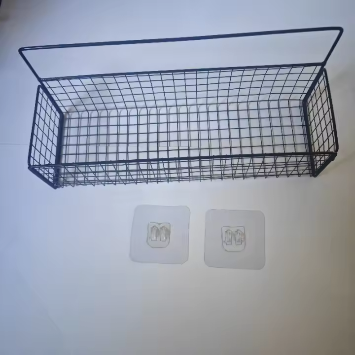 Cesta De Almacenamiento Rustica Para Pared Organizador De Baño Sin Perforar Estante Para Mesa De Baño No Tóxico Sin Batería Requerida - 1