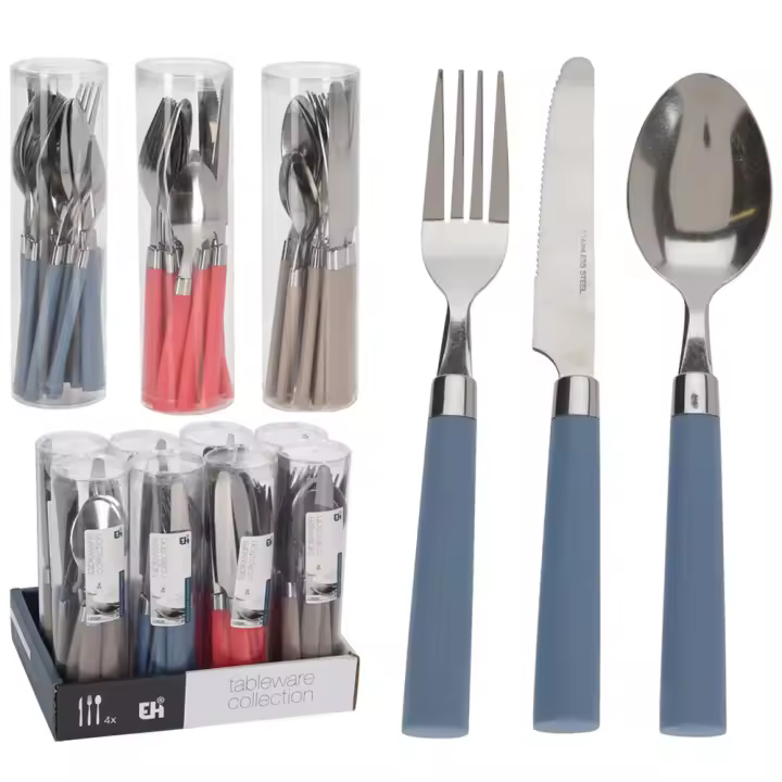 CUBERTERIA MANGO PLASTICO 12 PIEZAS SURTIDA EXCELLENT - 1