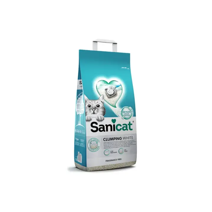 Sanicat Clumping White Arena Blanca Aglomerante Para Gatos Sin Perfume 10 L - 1
