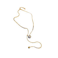 Collar Colgante Largo De Perla Minimalista Para Mujer Metálico Punk Con Ajuste Y Larguero Accesorios De Moda Joyería Regalo - details 10