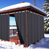 Cortinas Negras Aislantes De Calor Con Capa Impermeable Y Ventilación Para Patio Exterior Resistente Al Viento Y a Invierno Decorativas Para Sala De Estar Y Dormitorio - details 12