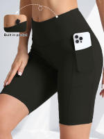 Shorts De Cintura Alta 2XXL Para Mujer En 16 Colores Estilo Fitness Con Bolsillos Y Compresión Ropa Deportiva Casual De Verano Nylon - details 2