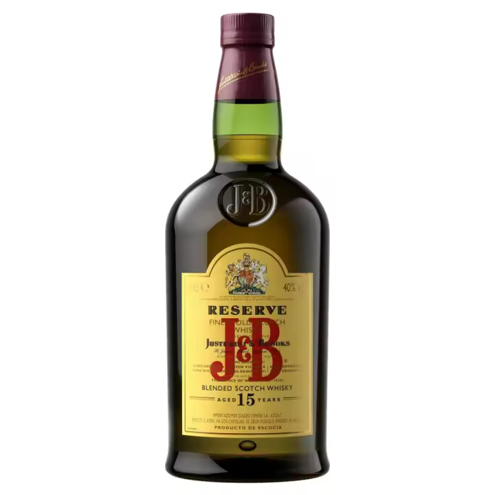 J&B Reserve Aged 15 Years, Whisky Escocés Blended, Botella Original 0.7L - 1