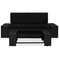 vidaXL Juego de muebles de jardín 3 piezas ratán sintético Negro, Marrón, Gris Conjunto Terraza Muebles Jardín Exterior Juego de Muebles de jardín Mueble Jardín Exterior Muebles de Salon Exterior - details 1
