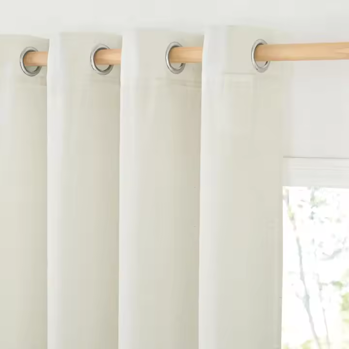 PONY DANCE Cortinas Salon 2 Piezas de Lino 140x245cm(AnchoxAlto), Visillos Dormitorio Beige Translúcidas con Ojales Visillos para Ventanas de Habitacion Infantiles, Crema - 1