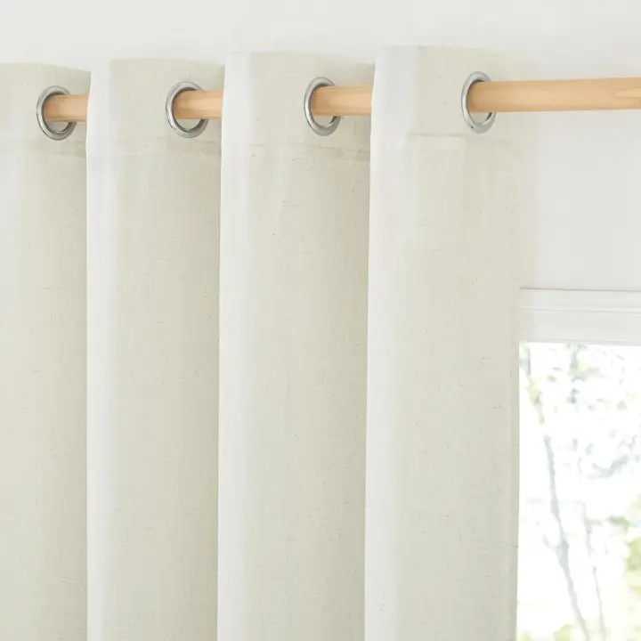 PONY DANCE Cortinas Salon 2 Piezas de Lino 140x245cm(AnchoxAlto), Visillos Dormitorio Beige Translúcidas con Ojales Visillos para Ventanas de Habitacion Infantiles, Crema - 1